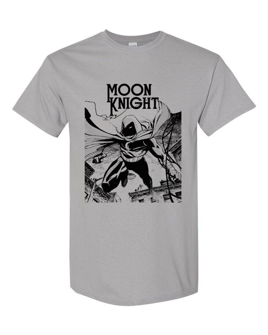 Moon Knight T-shirt retro 70's Marvel Comics throwback design gray tee